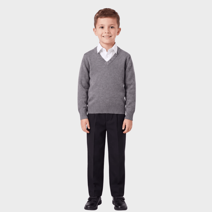Kids Grey School V Neck Sweater from You Know Who's