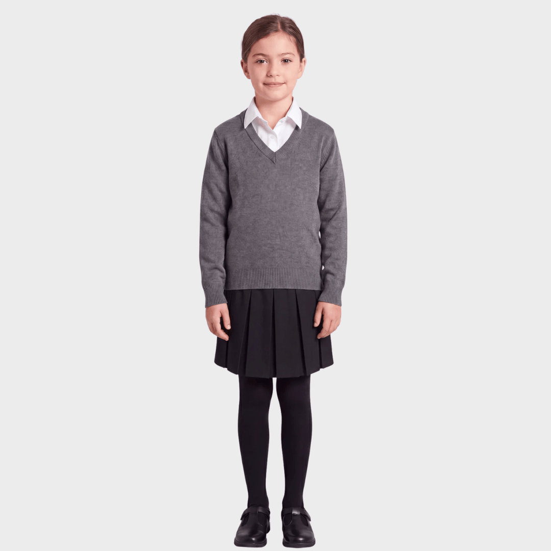 Kids Grey School V Neck Sweater from You Know Who's