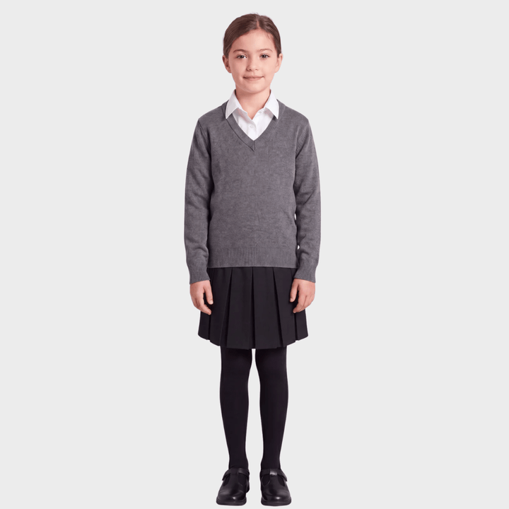 Kids Grey School V Neck Sweater from You Know Who's