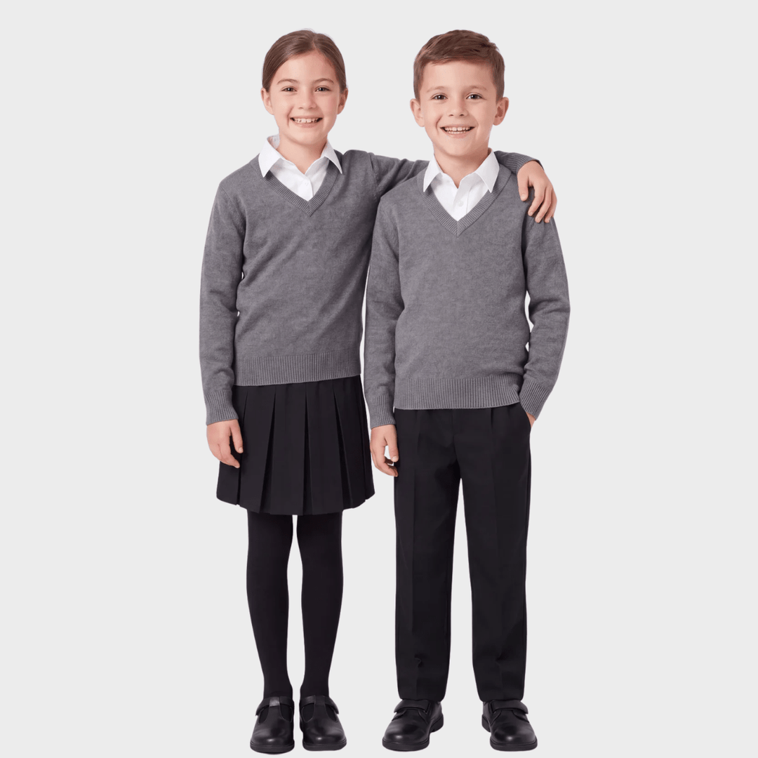 Kids Grey School V Neck Sweater from You Know Who's