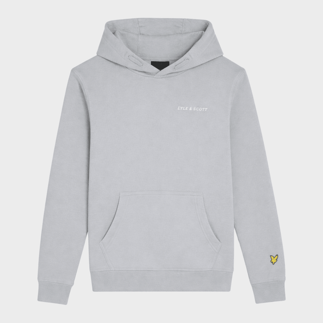 Kids Light Grey Lyle and Scott Text Hoodie from You Know Who's