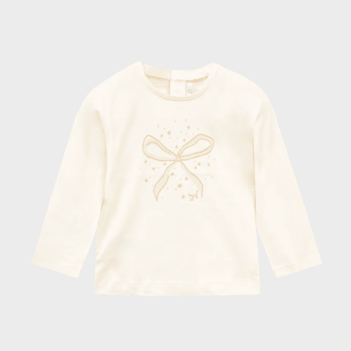 Kids Off White Bow and Glitter Printed Top (6M - 4Y) from You Know Who's