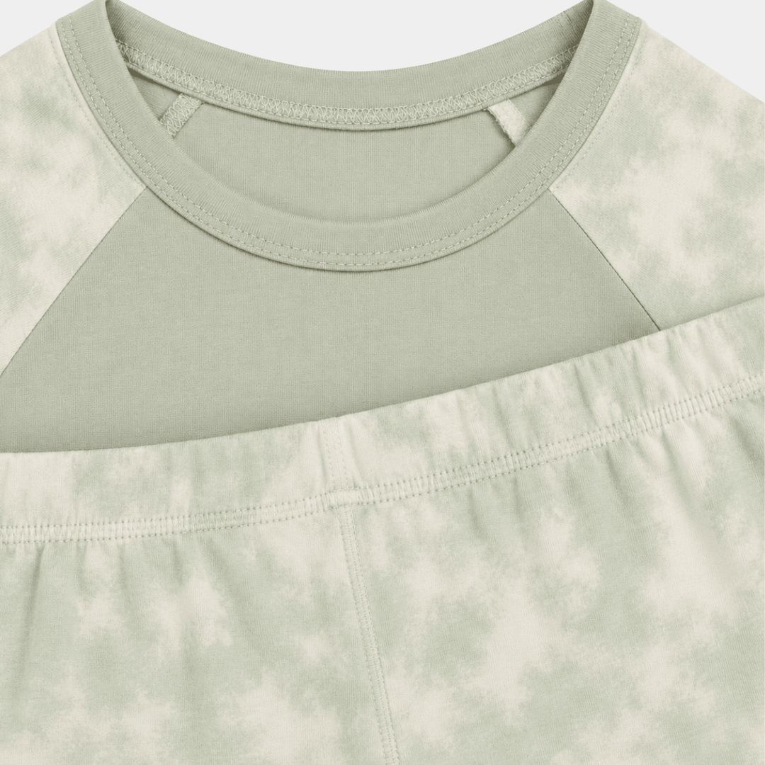 Kids Patel Tie Dye Green Treat Bamboo Pjs from You Know Who's