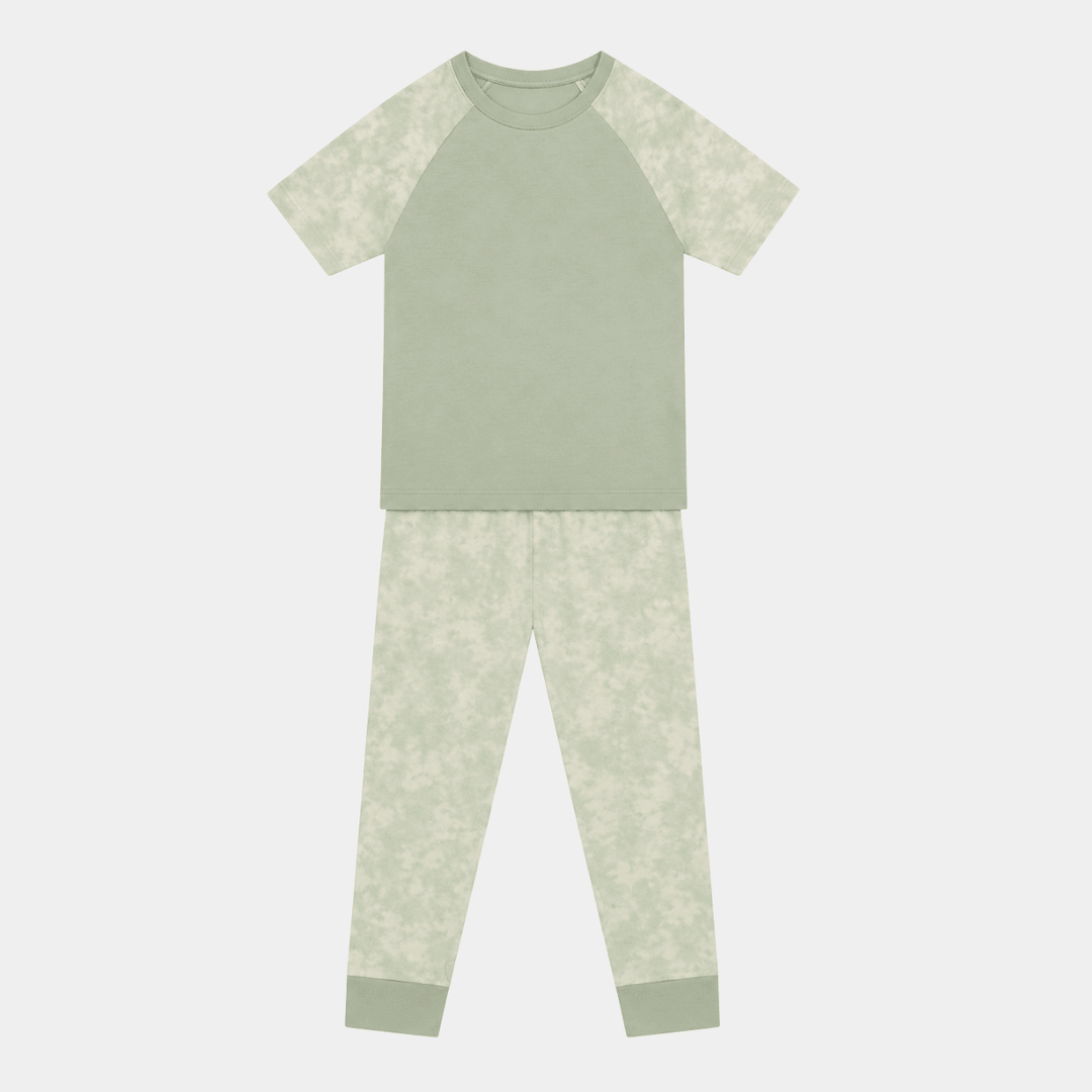 Kids Patel Tie Dye Green Treat Bamboo Pjs from You Know Who's