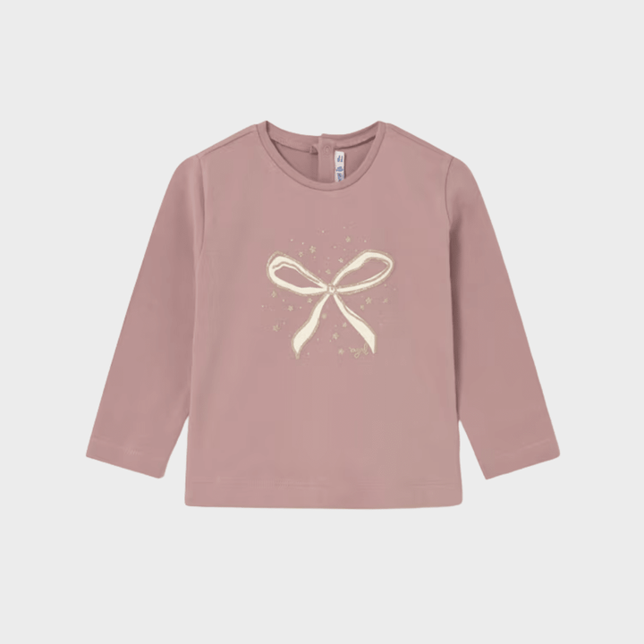 Kids Pink Bow and Glitter Printed Top (6M - 4Y) from You Know Who's