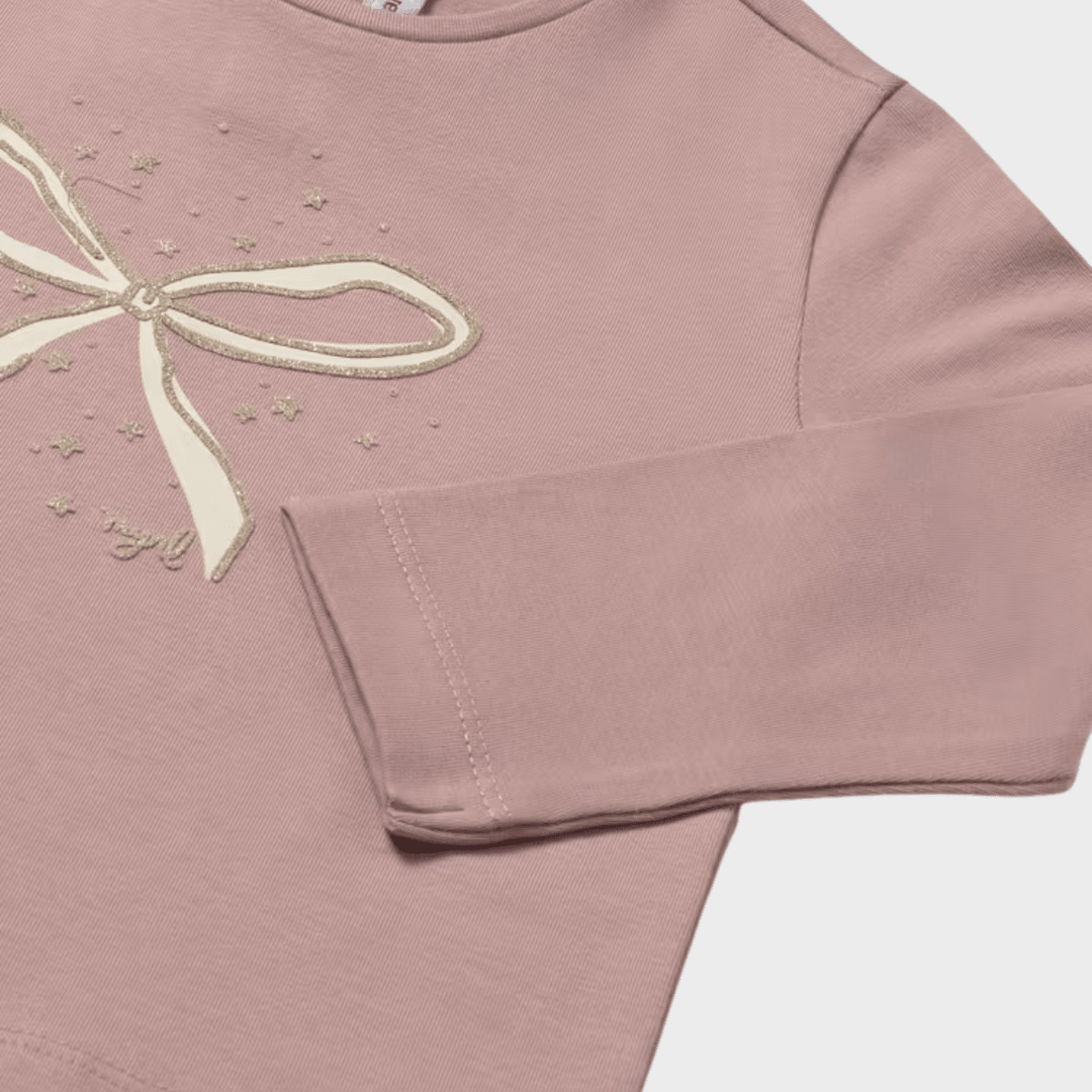 Kids Pink Bow and Glitter Printed Top (6M - 4Y) from You Know Who's
