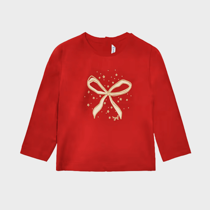 Kids Red Bow and Glitter Printed Top (6M - 4Y) from You Know Who's