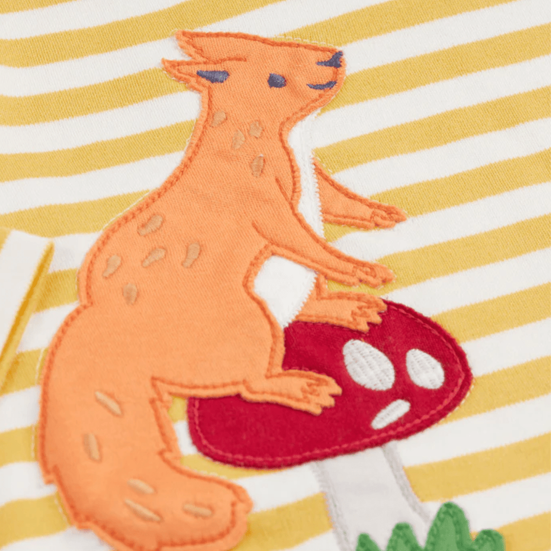 Kids Squirrel Yellow Stripe Frugi Top from You Know Who's