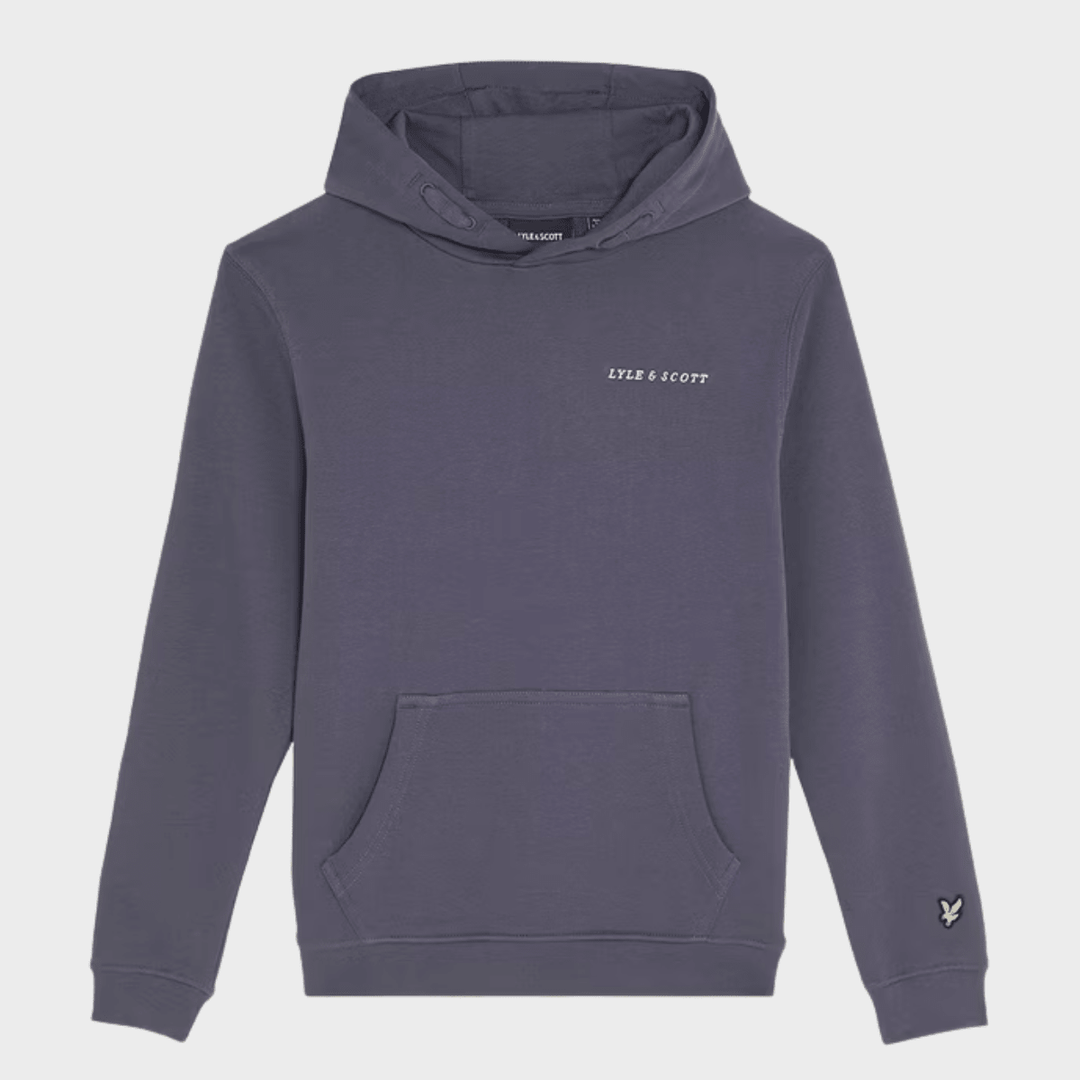 Kids Washed Indigo Lyle and Scott Text Hoodie from You Know Who's