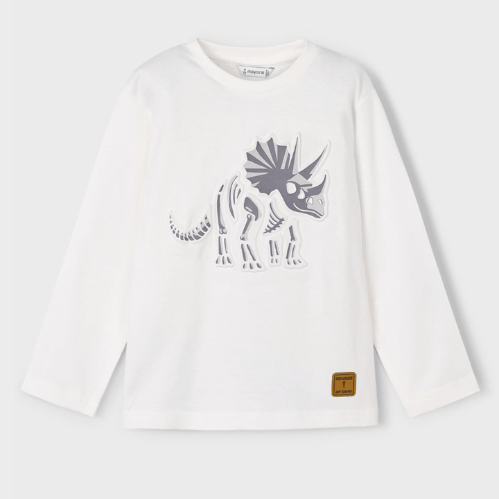 Kids White Dino Print Top (2Y - 10Y) from You Know Who's
