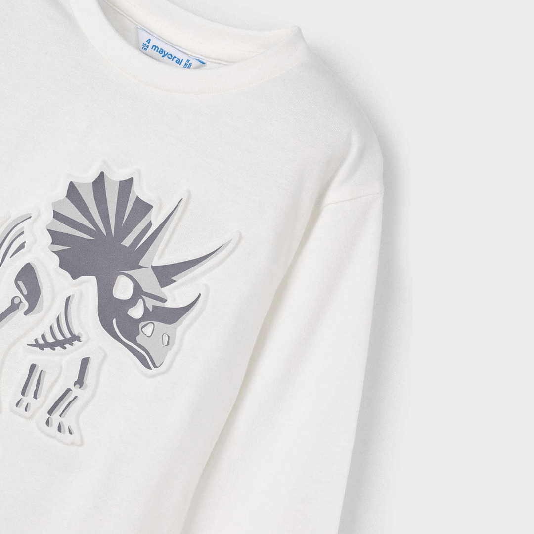 Kids White Dino Print Top (2Y - 10Y) from You Know Who's