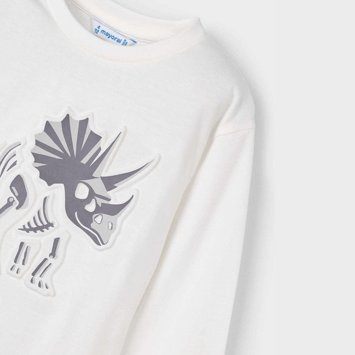 Kids White Dino Print Top (2Y - 10Y) from You Know Who's