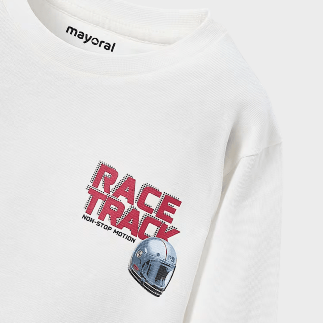 Kids White Race Trak Top (2Y - 10Y) from You Know Who's
