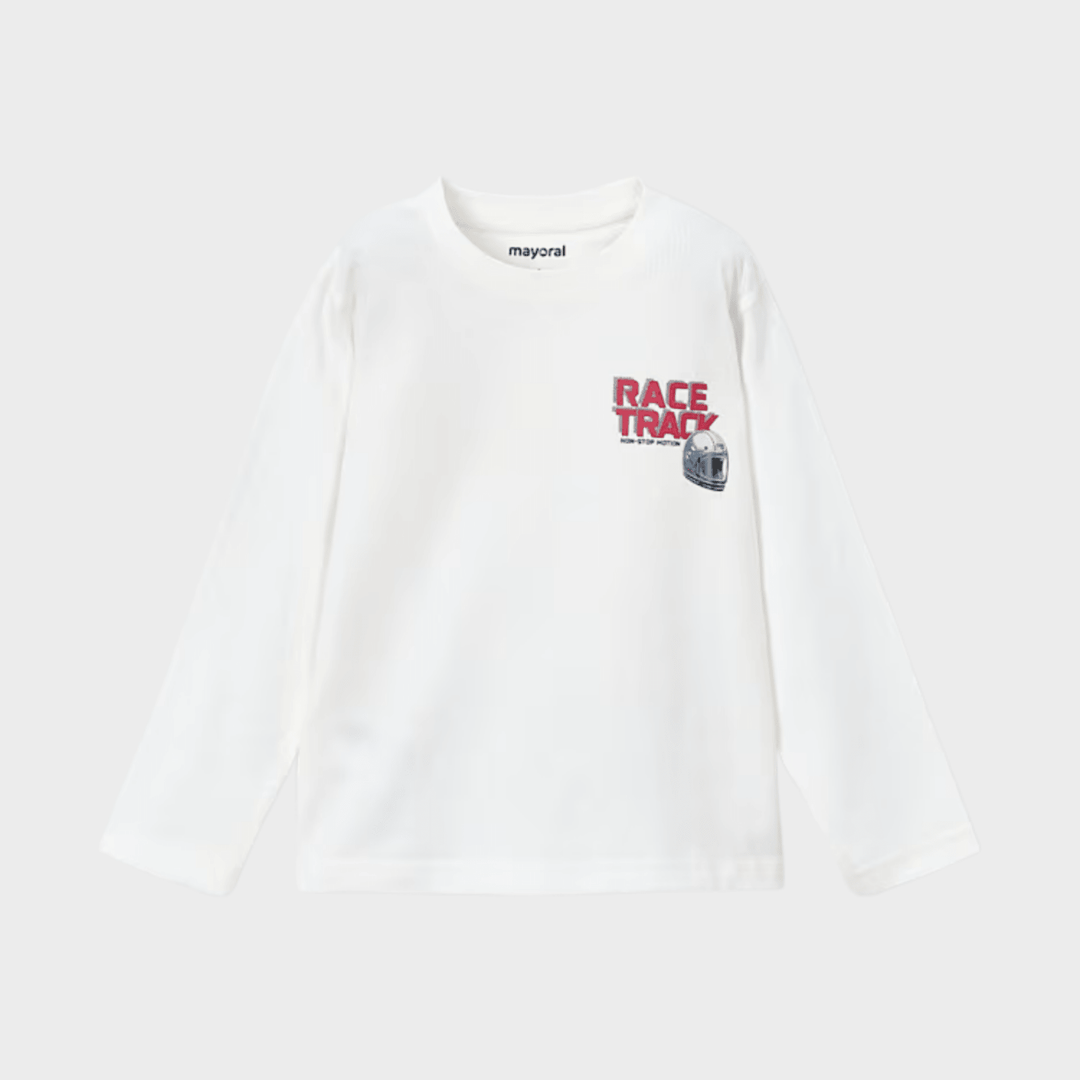Kids White Race Trak Top (2Y - 10Y) from You Know Who's