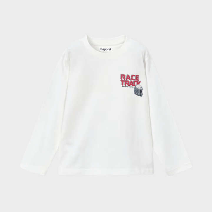 Kids White Race Trak Top (2Y - 10Y) from You Know Who's
