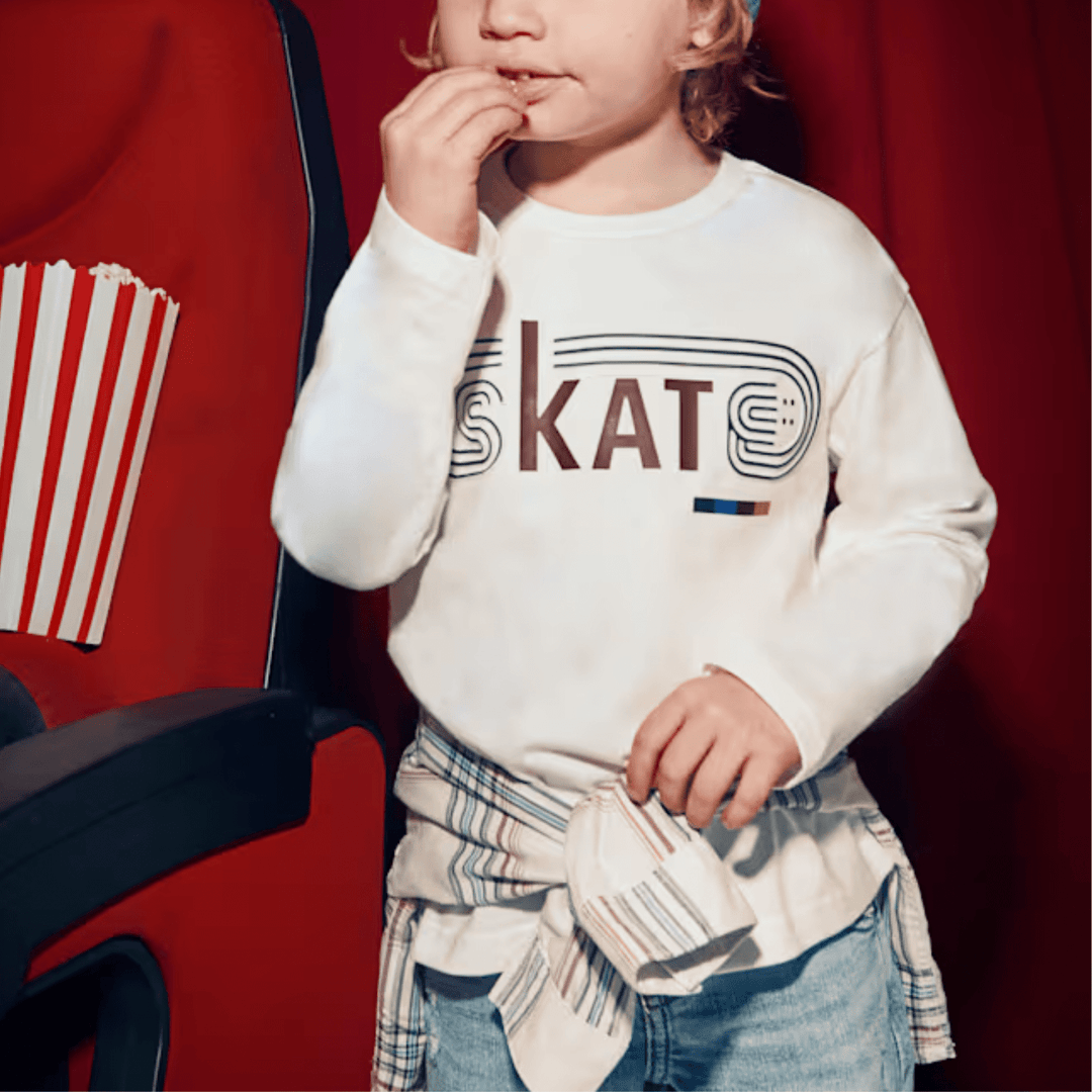 Kids White Skate Embossed Top (2Y - 10Y) from You Know Who's