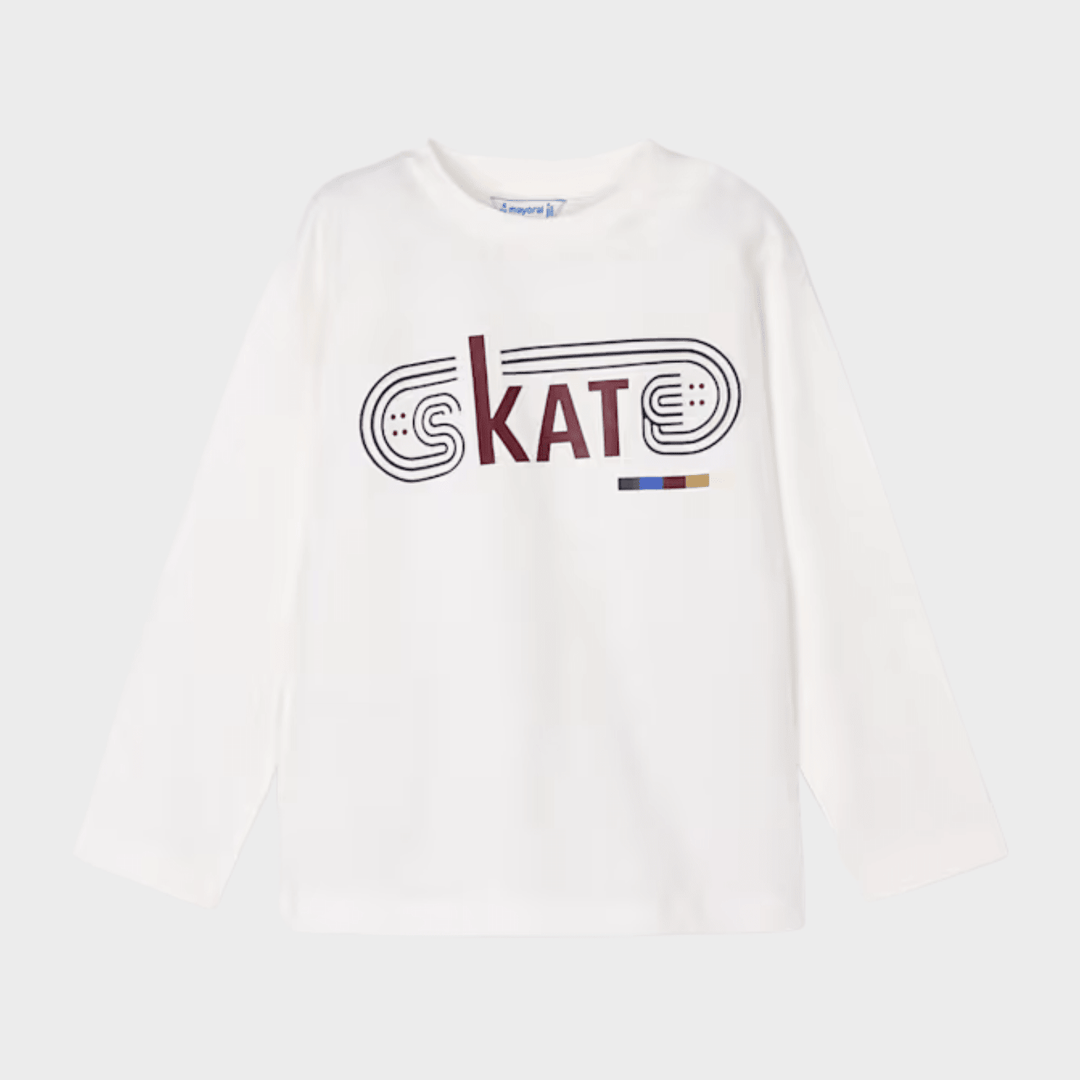 Kids White Skate Embossed Top (2Y - 10Y) from You Know Who's