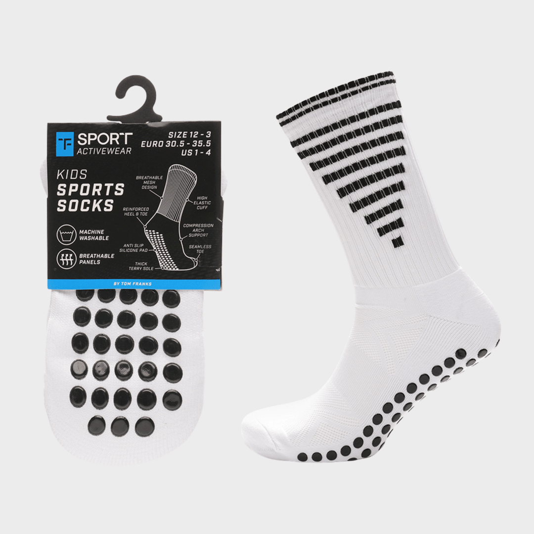 Kids White Sport Grip Socks from You Know Who's