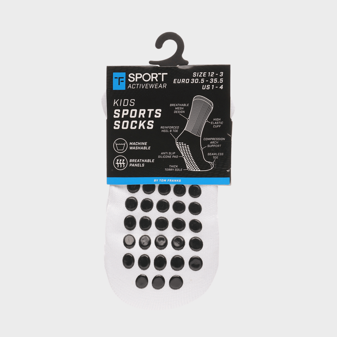 Kids White Sport Grip Socks from You Know Who's
