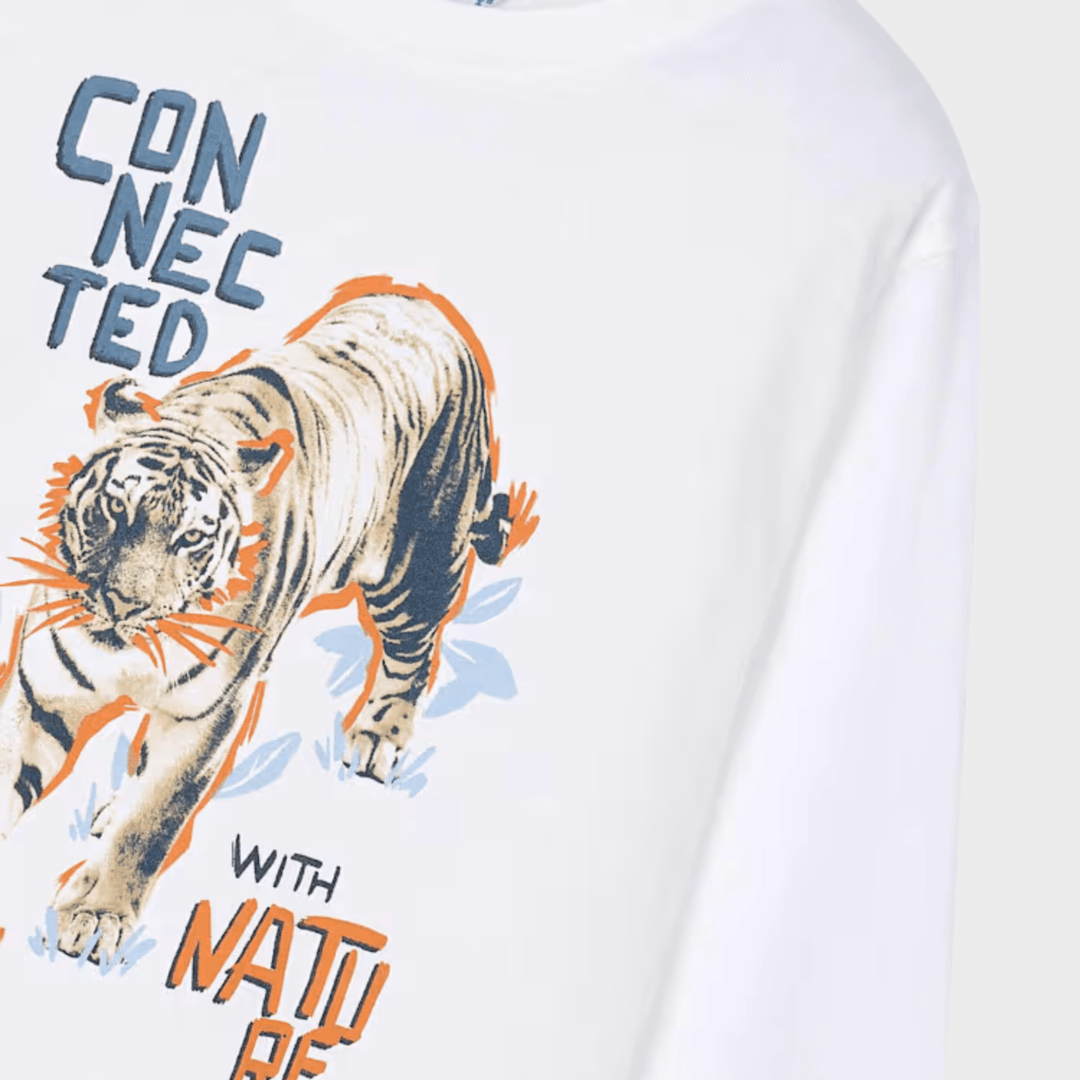 Kids White Tiger Printed Top (2Y - 10Y) from You Know Who's