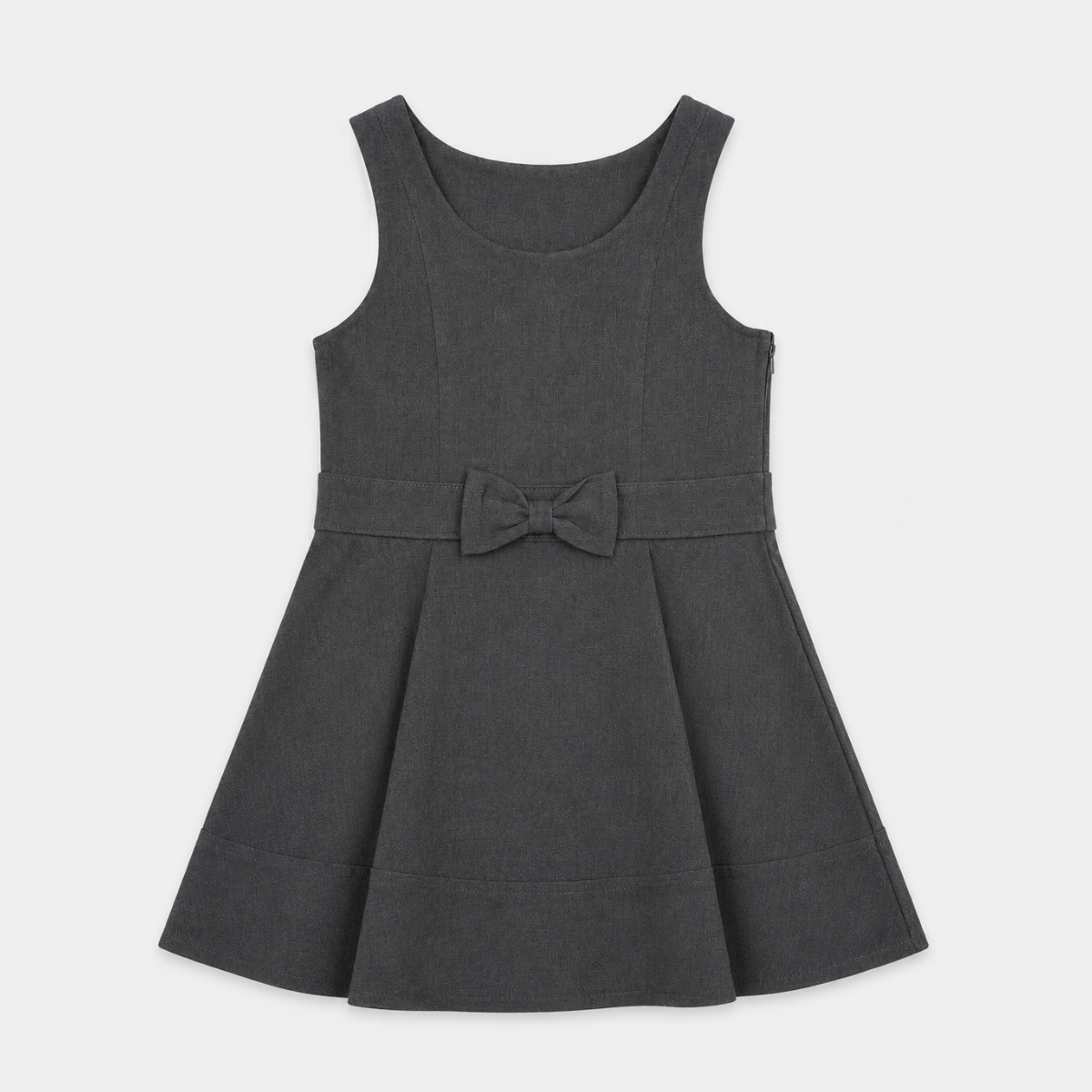 Girls Bow Zip Side School Pinafore