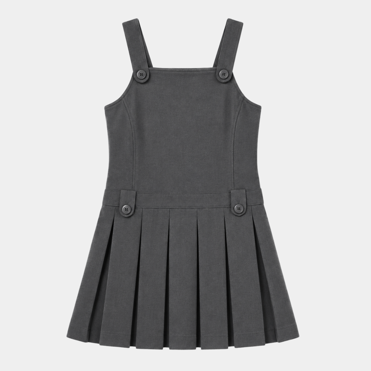 Girls Pleat 2 Button Pinafore