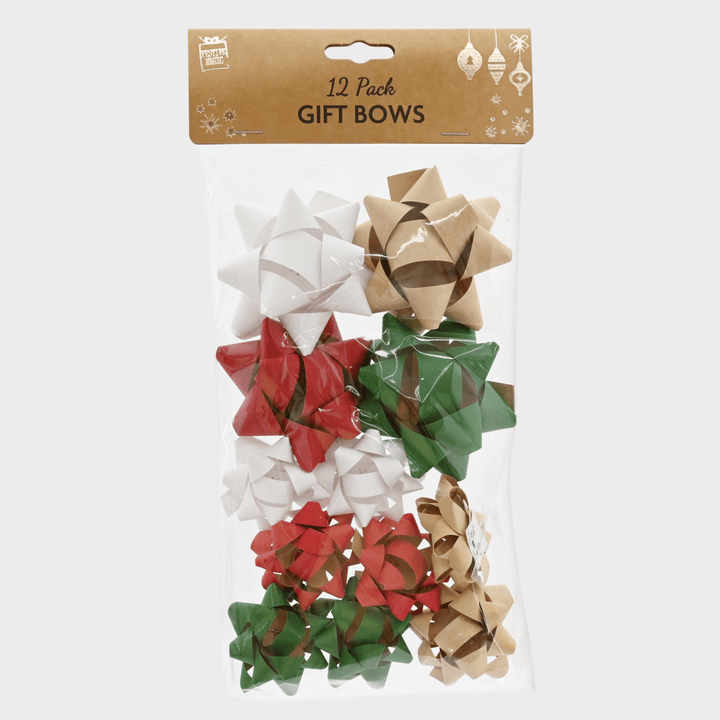 Kraft paper gift bows 7.5cm 12pc asst from You Know Who's