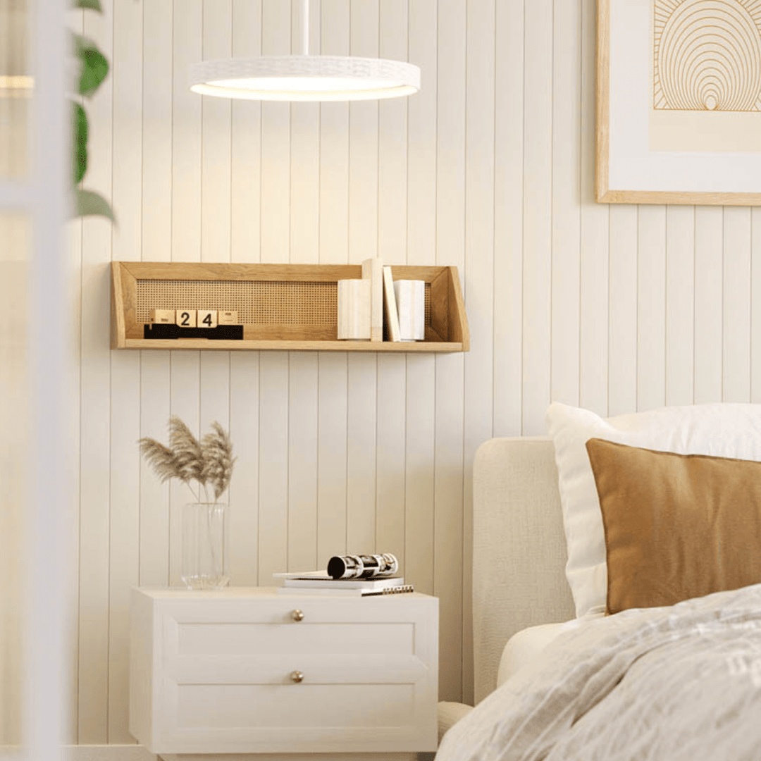 KUBU Oak Rattan Wall Shelf 60 x 15cm from You Know Who's