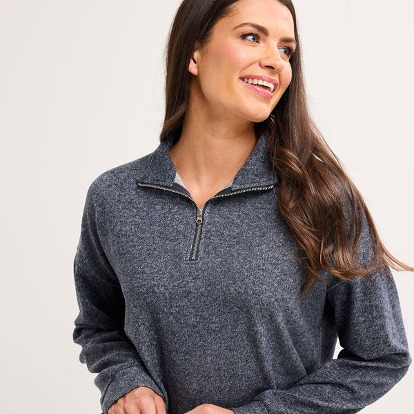 Ladies 1/4 Zip Melange Top from You Know Who's