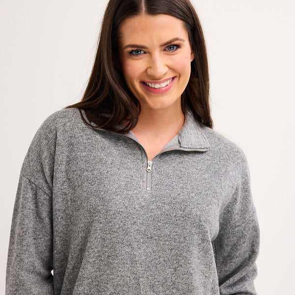 Ladies 1/4 Zip Melange Top from You Know Who's