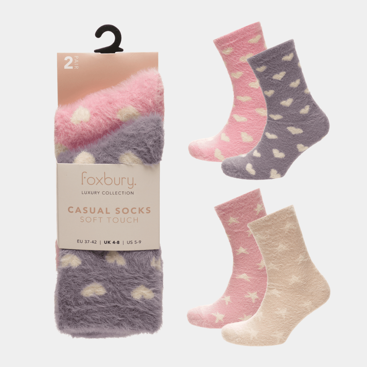 Ladies 2pk Brushed Cosy Socks from You Know Who's
