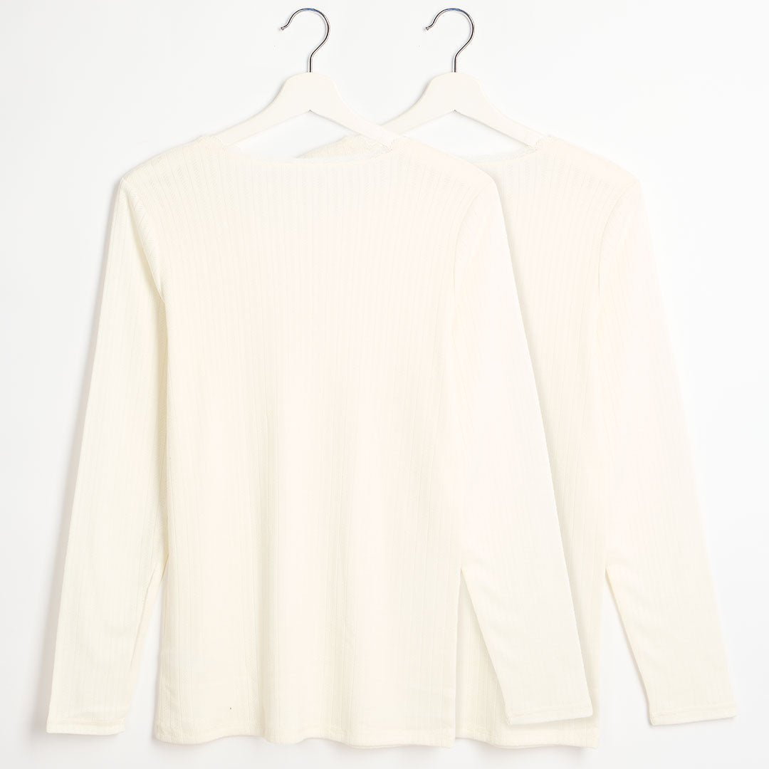 Ladies 2pk Thermal Pointelle Long Sleeve Top from You Know Who's