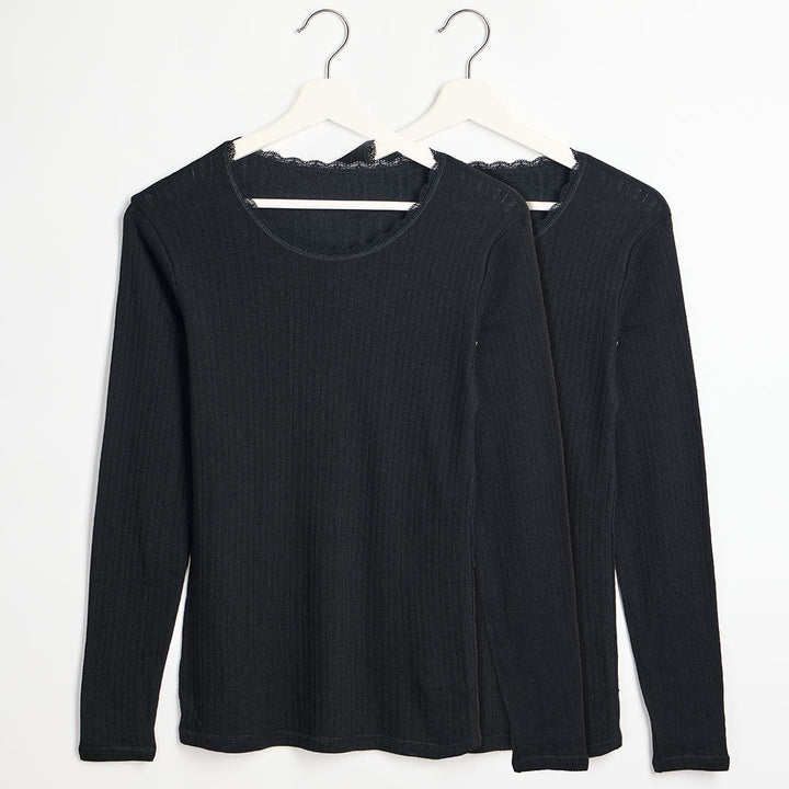 Ladies 2pk Thermal Pointelle Long Sleeve Top from You Know Who's