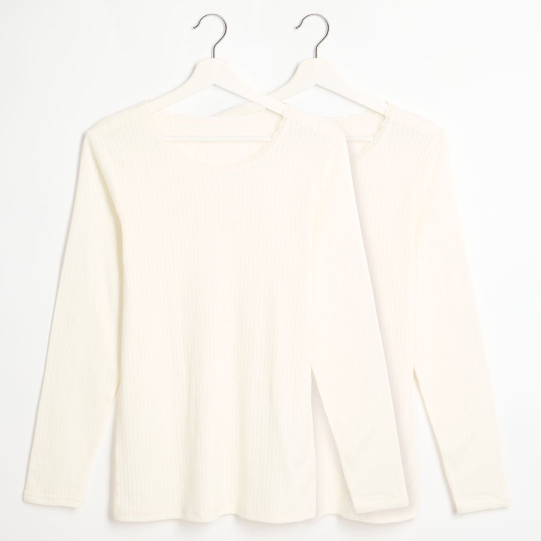 Ladies 2pk Thermal Pointelle Long Sleeve Top from You Know Who's