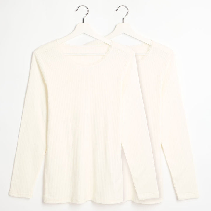 Ladies 2pk Thermal Pointelle Long Sleeve Top from You Know Who's