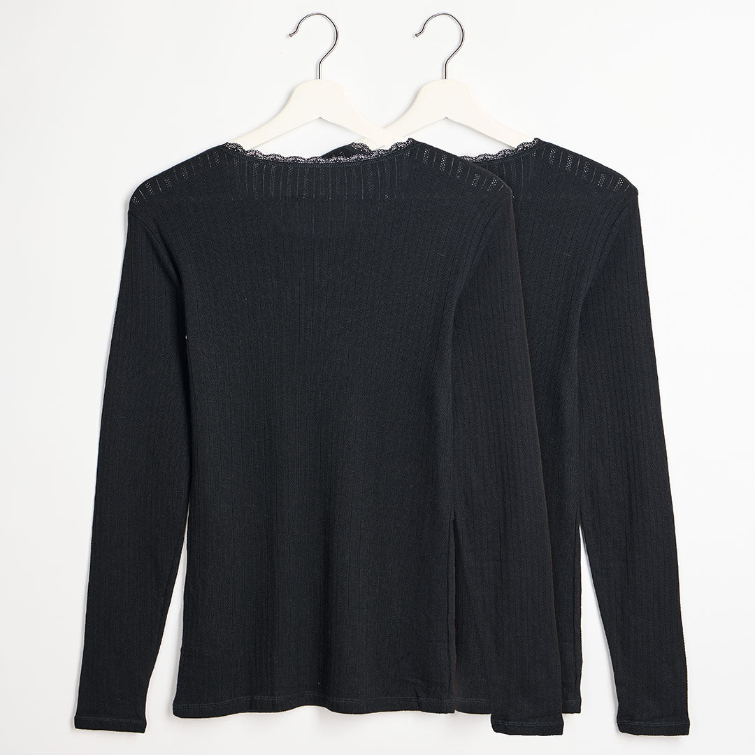 Ladies 2pk Thermal Pointelle Long Sleeve Top from You Know Who's