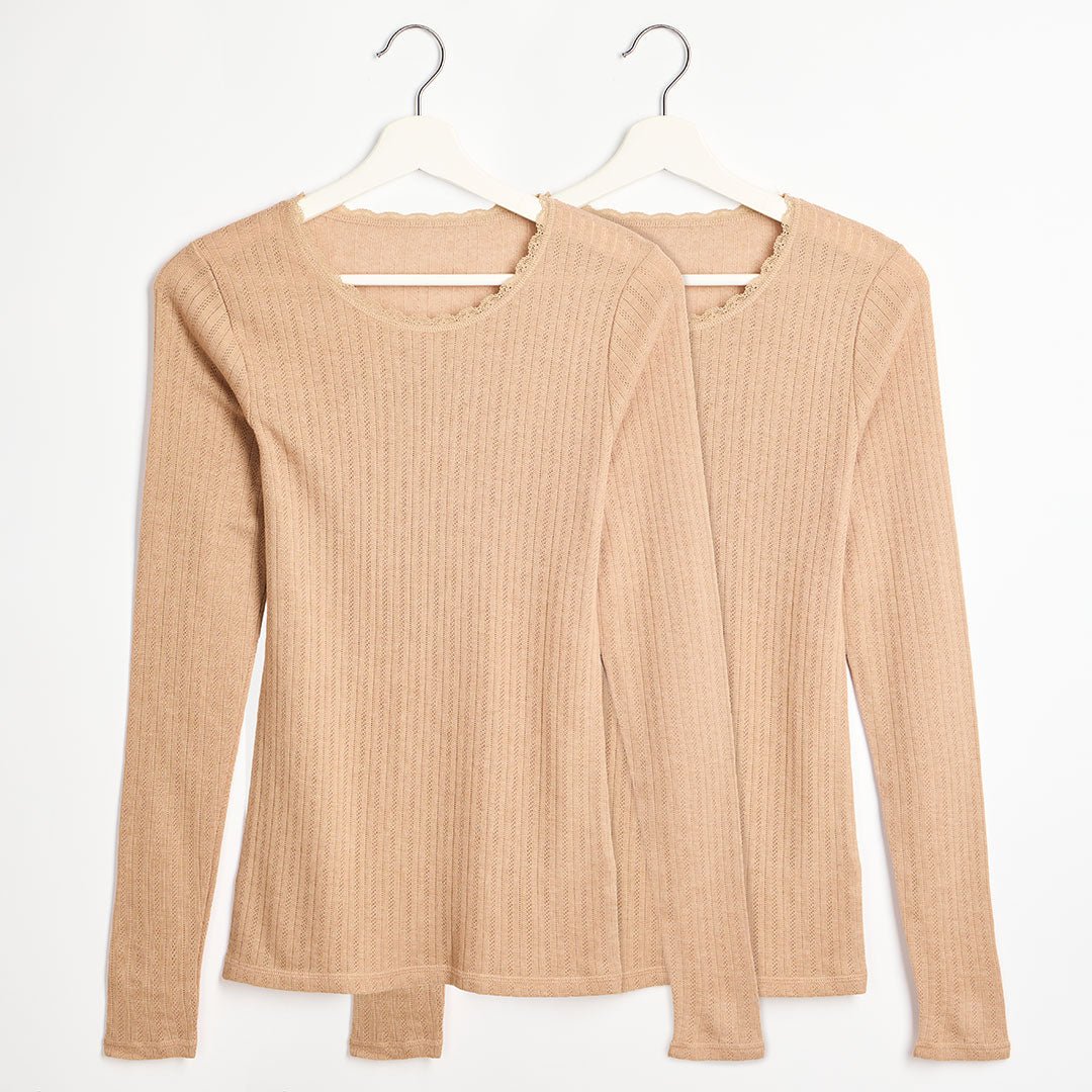 Ladies 2pk Thermal Pointelle Long Sleeve Top from You Know Who's