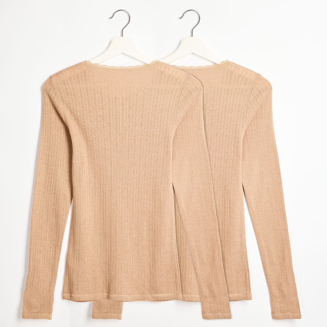 Ladies 2pk Thermal Pointelle Long Sleeve Top from You Know Who's