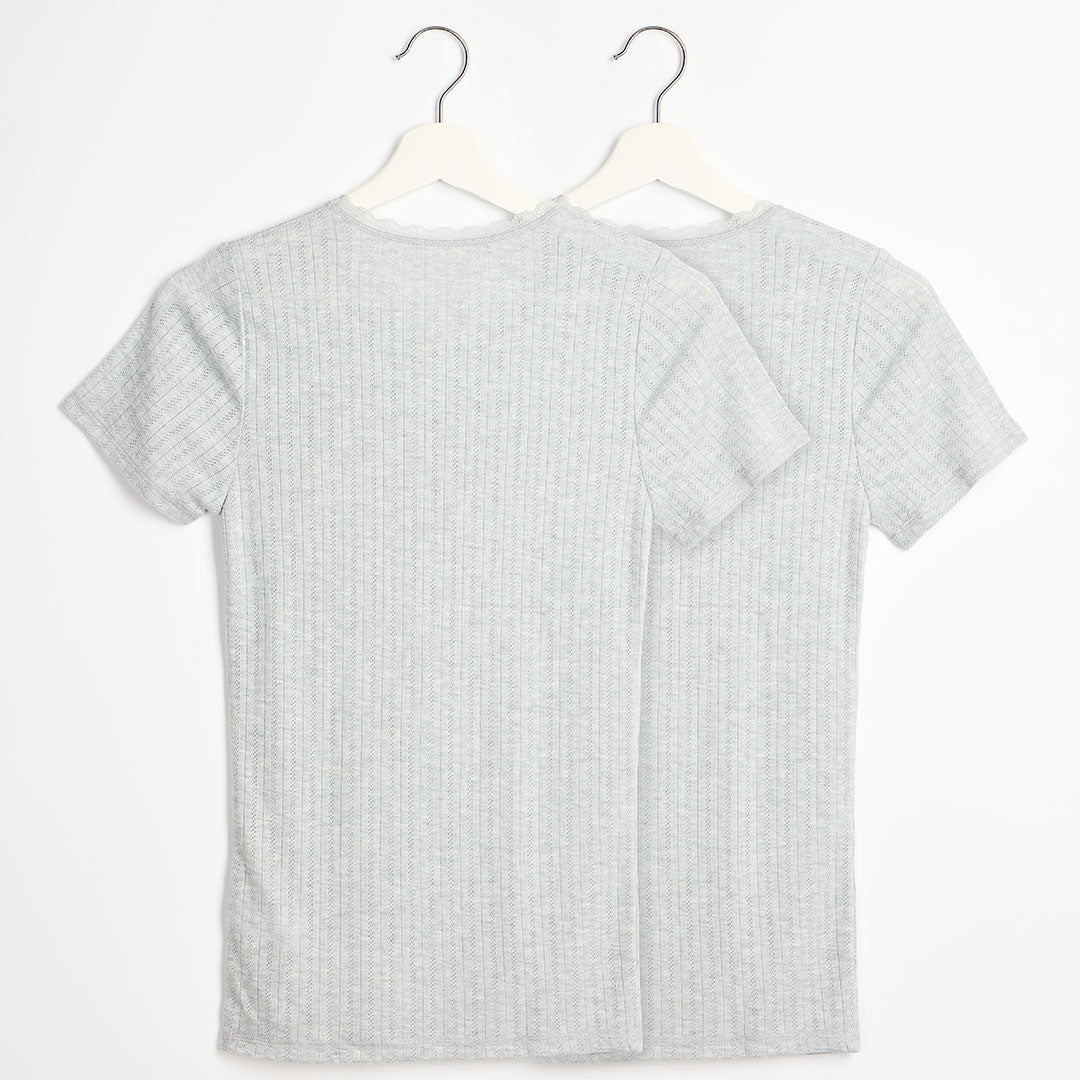 Ladies 2pk Thermal Pointelle Short Sleeve Top from You Know Who's