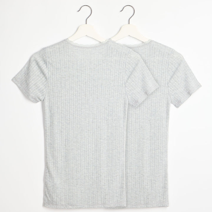 Ladies 2pk Thermal Pointelle Short Sleeve Top from You Know Who's