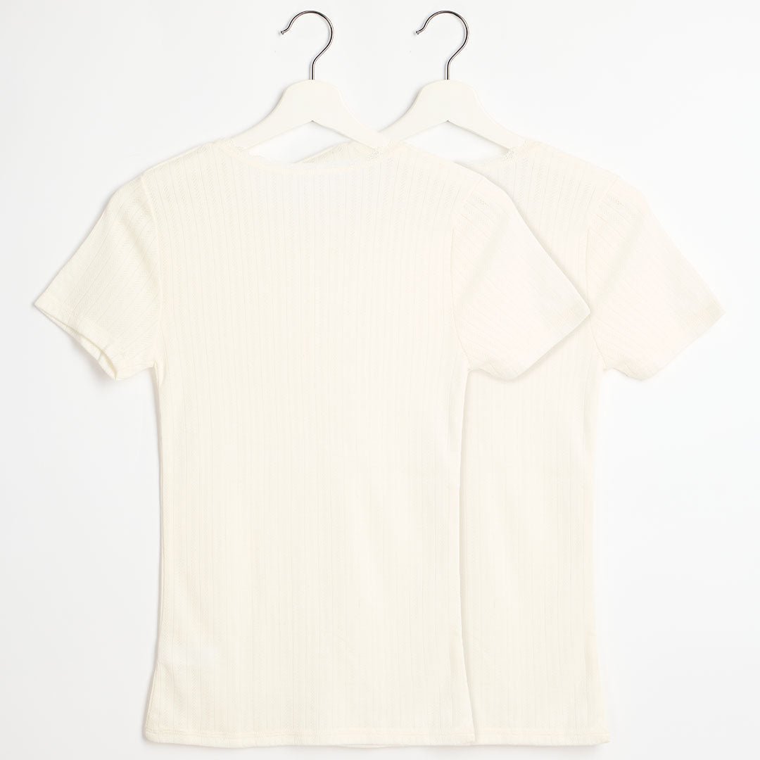 Ladies 2pk Thermal Pointelle Short Sleeve Top from You Know Who's