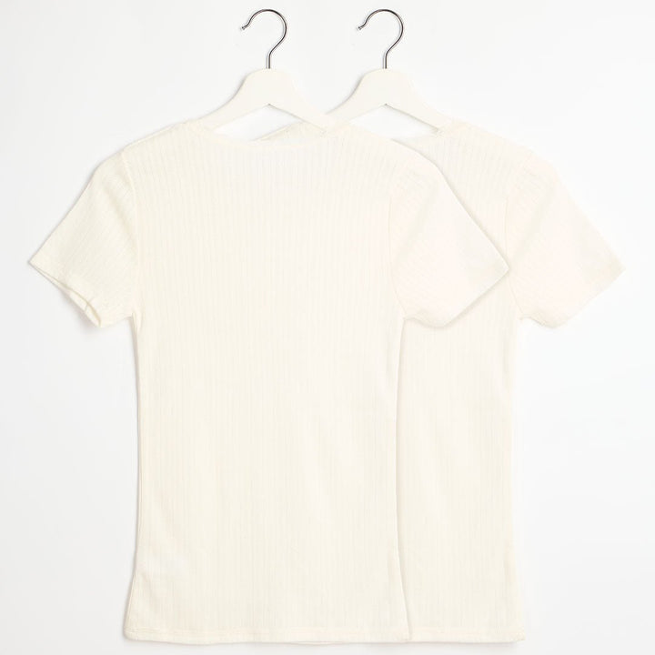 Ladies 2pk Thermal Pointelle Short Sleeve Top from You Know Who's