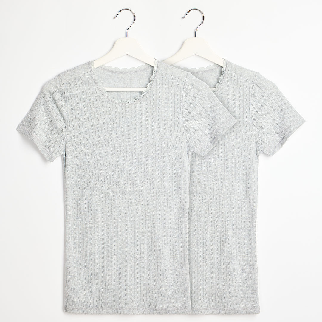 Ladies 2pk Thermal Pointelle Short Sleeve Top from You Know Who's