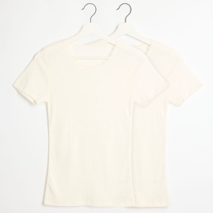 Ladies 2pk Thermal Pointelle Short Sleeve Top from You Know Who's