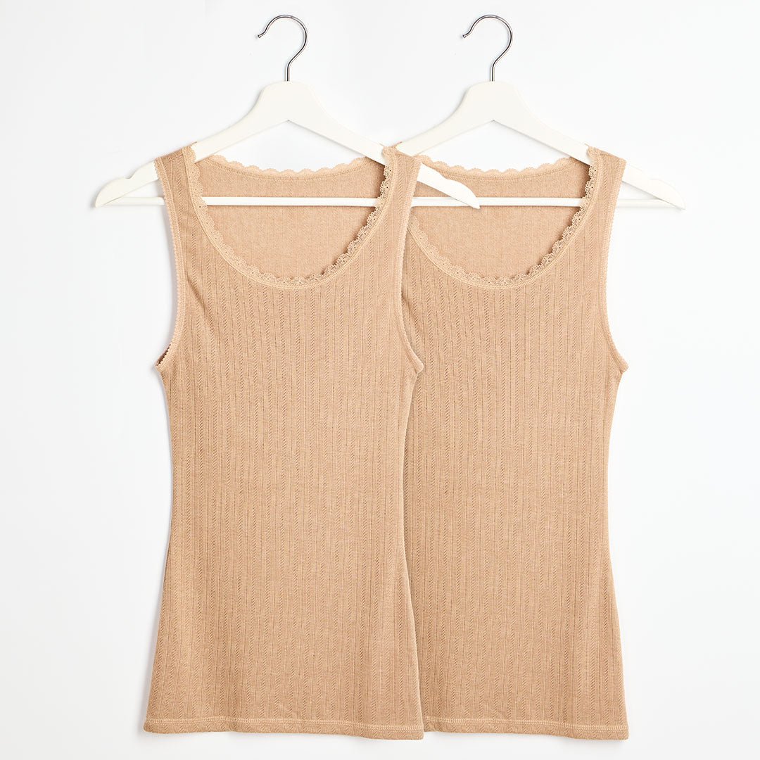 Ladies 2pk Thermal Pointelle Vest from You Know Who's