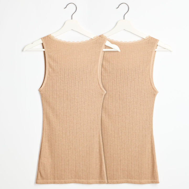 Ladies 2pk Thermal Pointelle Vest from You Know Who's