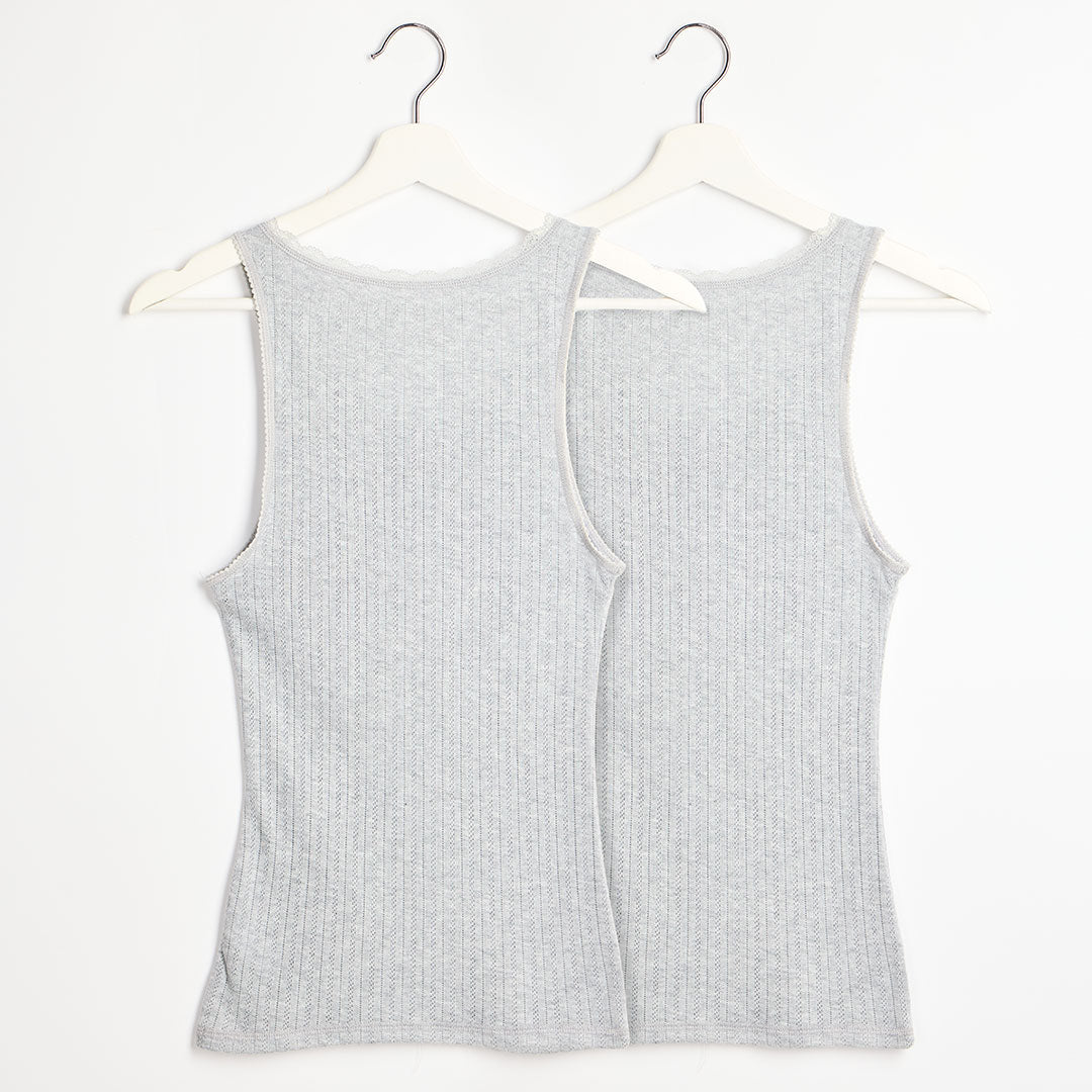 Ladies 2pk Thermal Pointelle Vest from You Know Who's