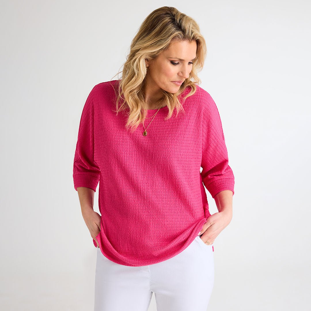 Ladies 3/4 Sleeve Bubble Top from You Know Who's