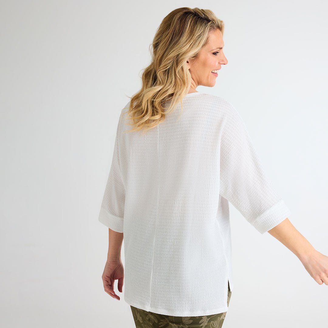 Ladies 3/4 Sleeve Bubble Top from You Know Who's