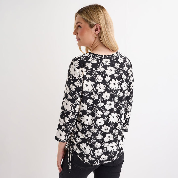 Ladies 3/4 Sleeve Crew Neck Ruched Top from You Know Who's